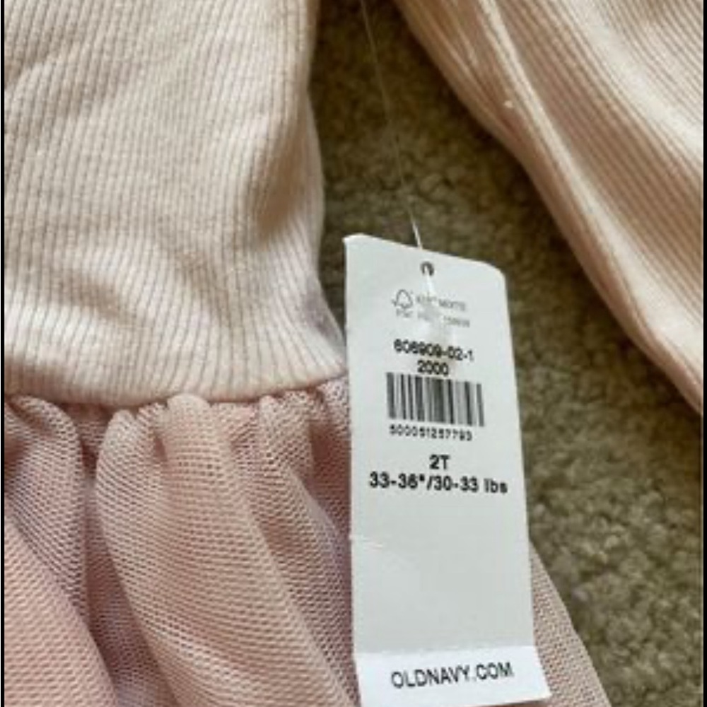 Brand New With Tags ~ 2T Toddler Girls ~ Old Navy Long Sleeve Light Pink Dress - Picture 2 of 6